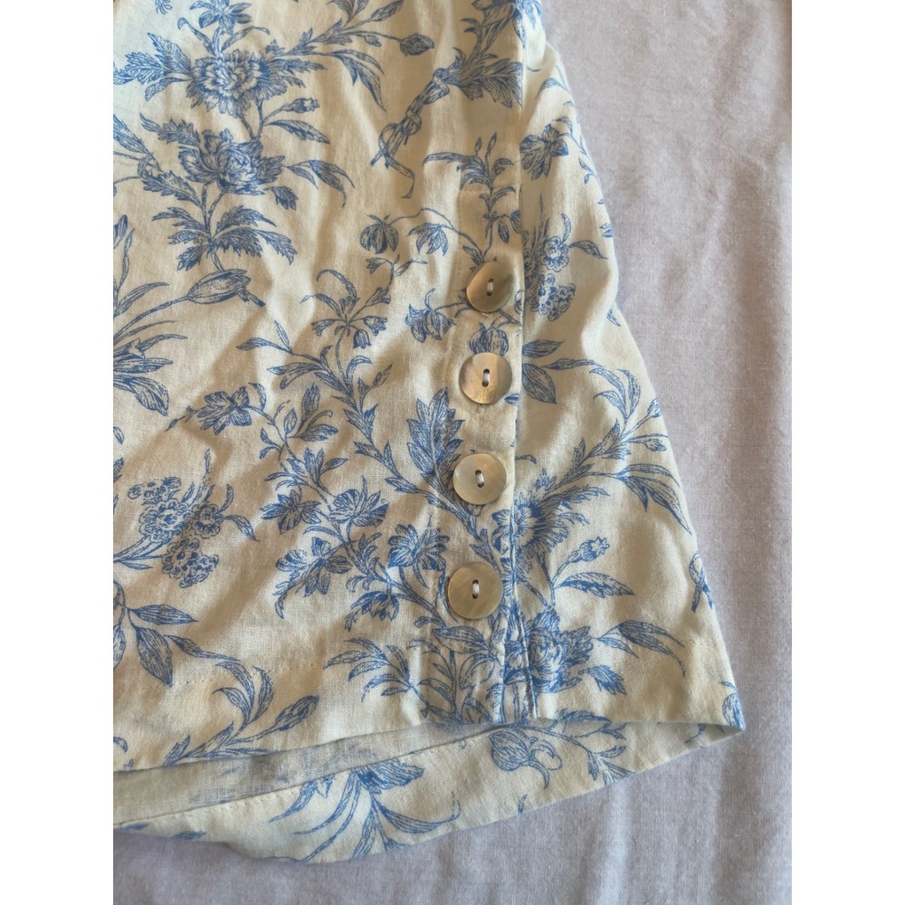 Laura Ashley Blue Botanical Linen Blend Tunic 1X Cottagecore Vintage Inspired - Picture 5 of 11